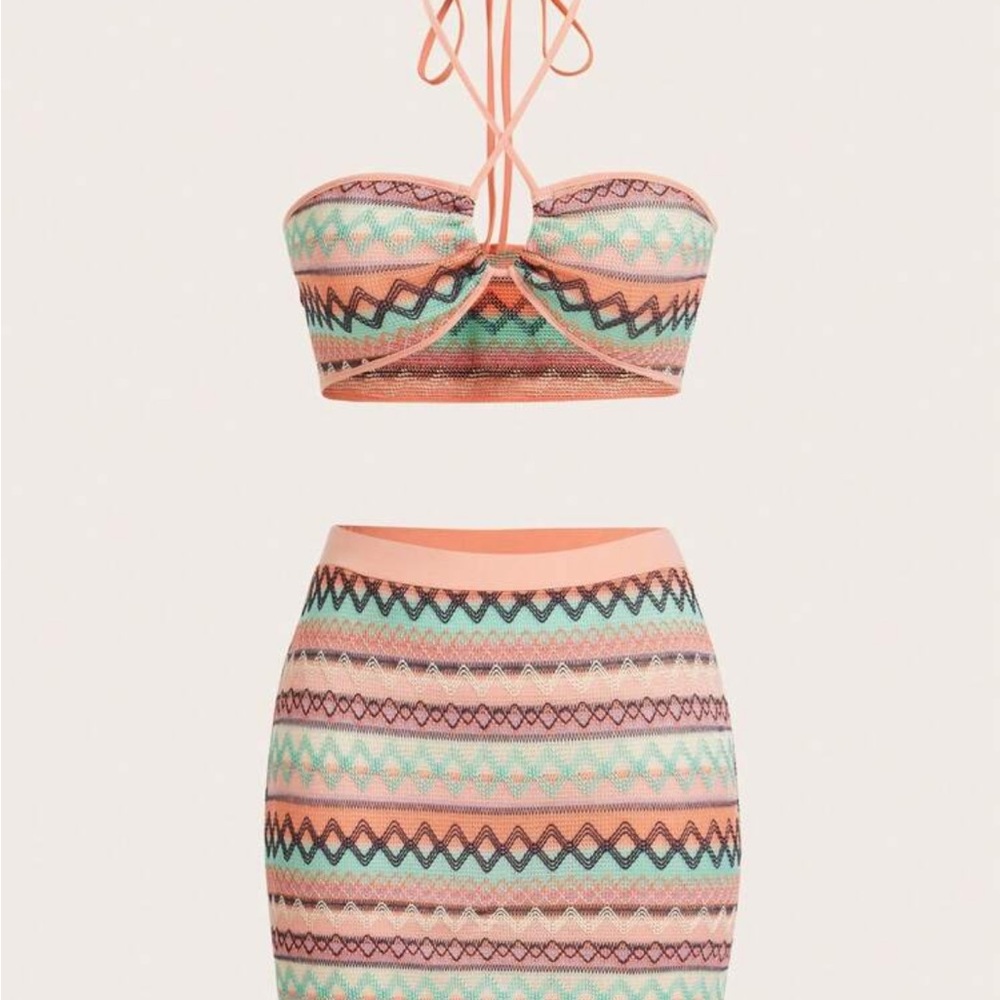 Colorful Patterned Two-Piece Set